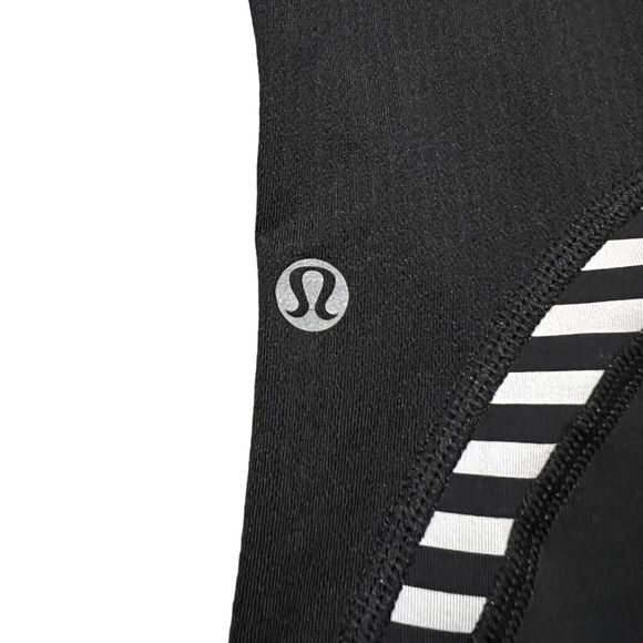 LULULEMON RUN INSPIRE CROP PANT CLASSIC STRIPE BLACK WHITE YOGA DANCE SPIN 2 - Picture 6 of 8